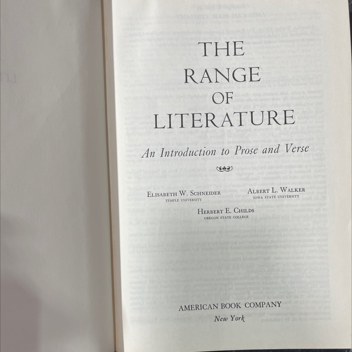 the range of literature an introduction to prose and verse book, by elisabeth w. schneider, albert l. walker, herbert image 2