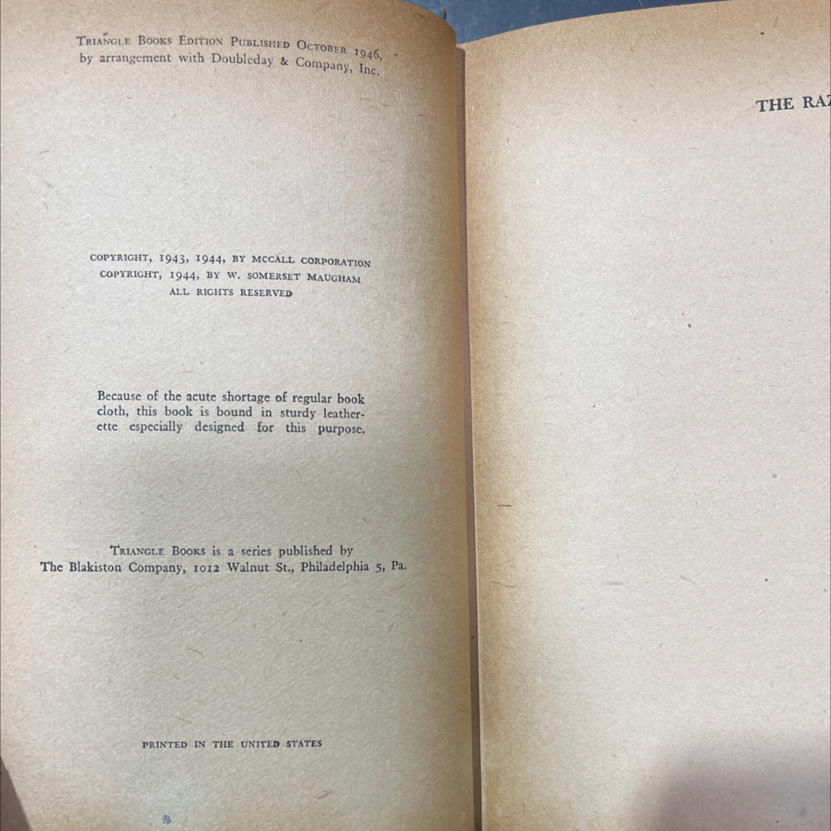 the razor's edge book, by w. somerset maugham, 1946 Hardcover image 3