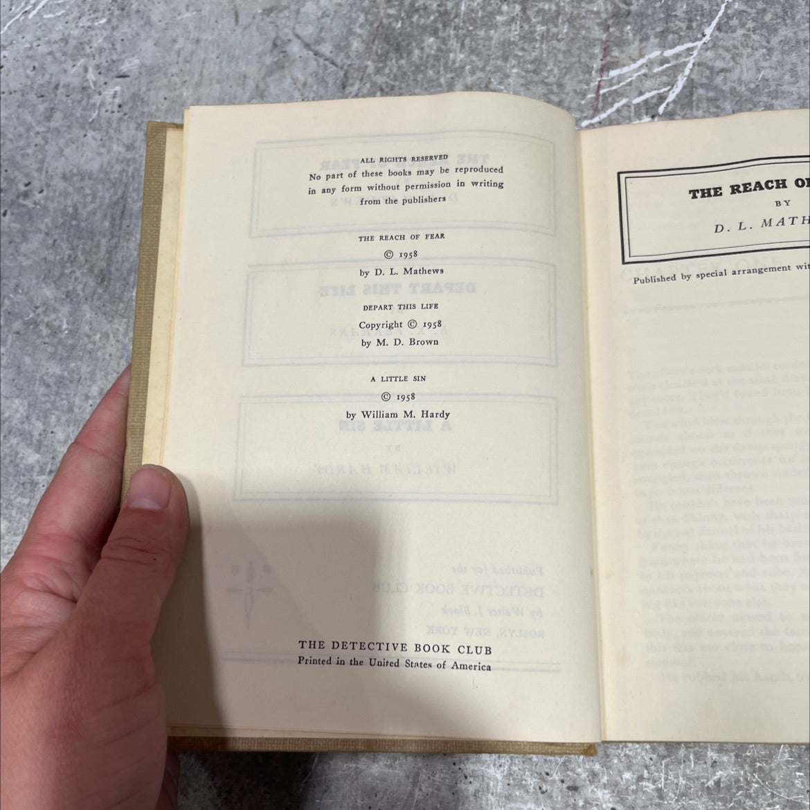 the reach of fear book, by d. l. mathews, 1958 Hardcover image 3