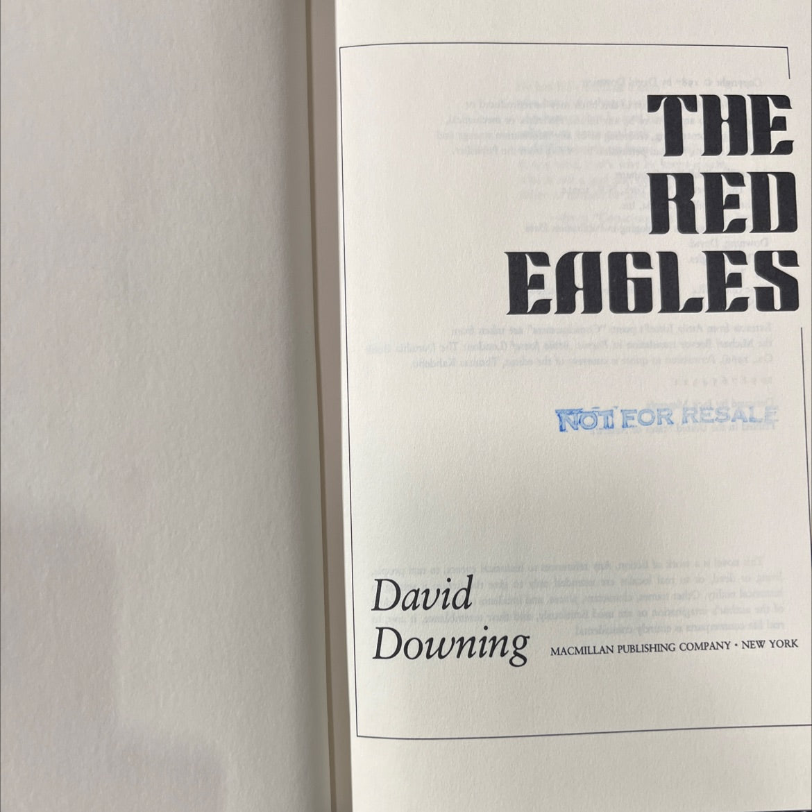 the red eagles book, by David Downing, 1987 Hardcover image 2