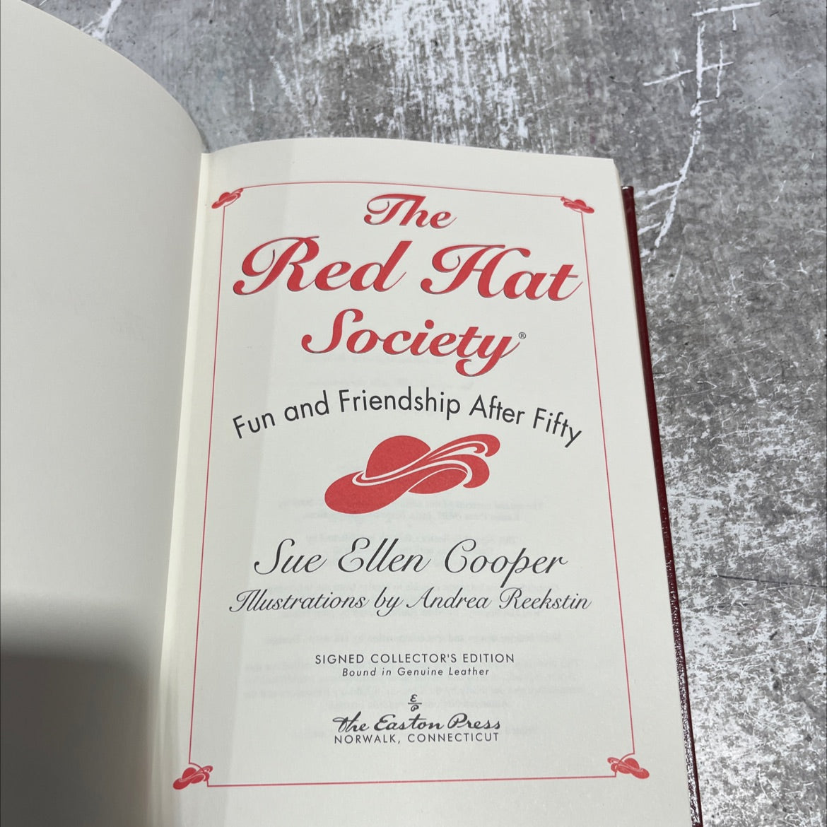 SIGNED the red hat society fun and friendship after fifty book, by sue ellen cooper, 2009 Leather image 2