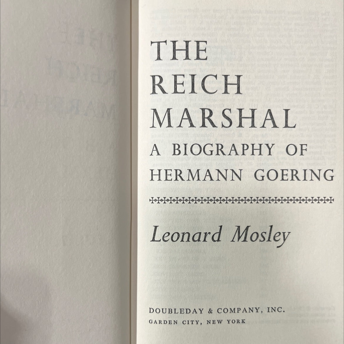 the reich marshal a biography of hermann goering book, by Leonard Mosley, 1974 Hardcover image 2