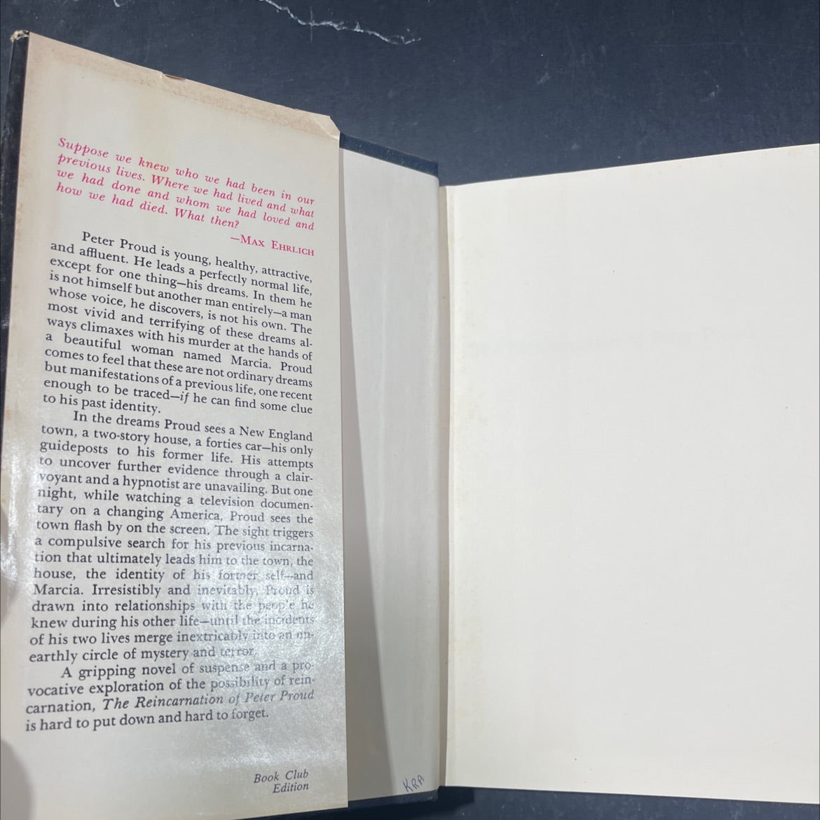 the reincarnation of peter proud book, by Max Ehrlich, 1974 Hardcover image 4