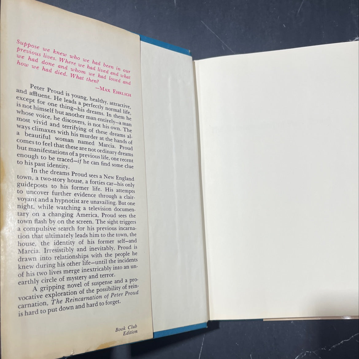 the reincarnation of peter proud book, by Max Ehrlich, 1974 Hardcover image 4