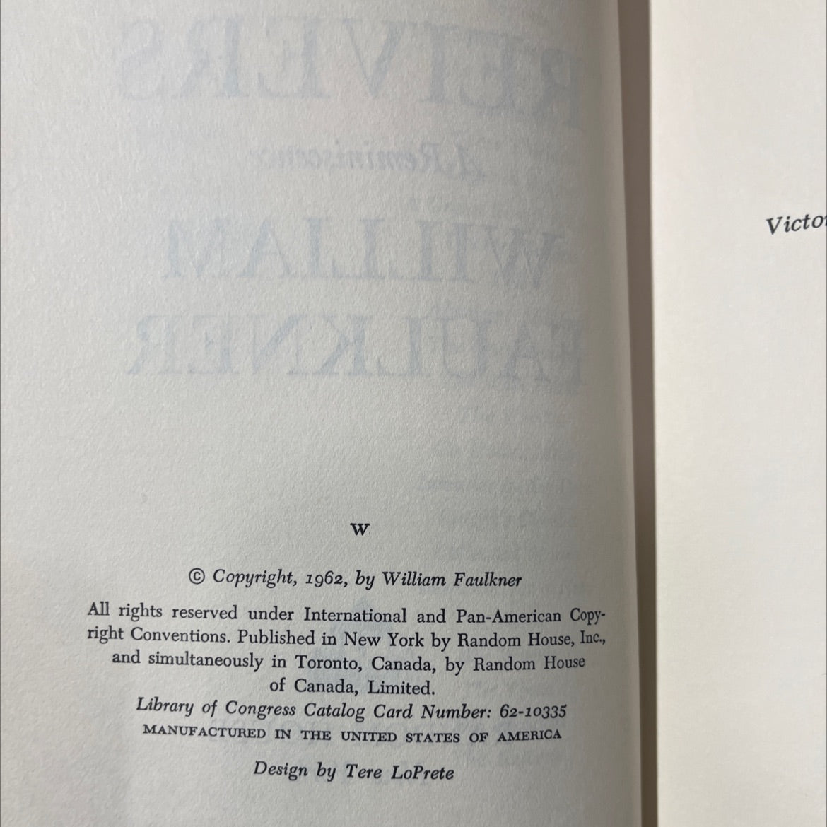 the reivers a reminiscence book, by william faulkner, 1962 Hardcover image 3