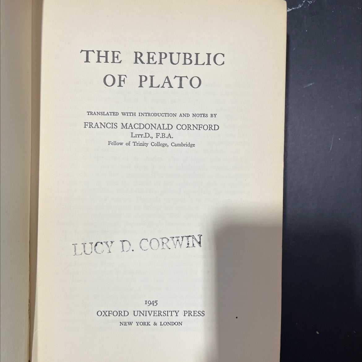 the republic of plato book, by francis macdonald cornford, 1945 Hardcover image 2