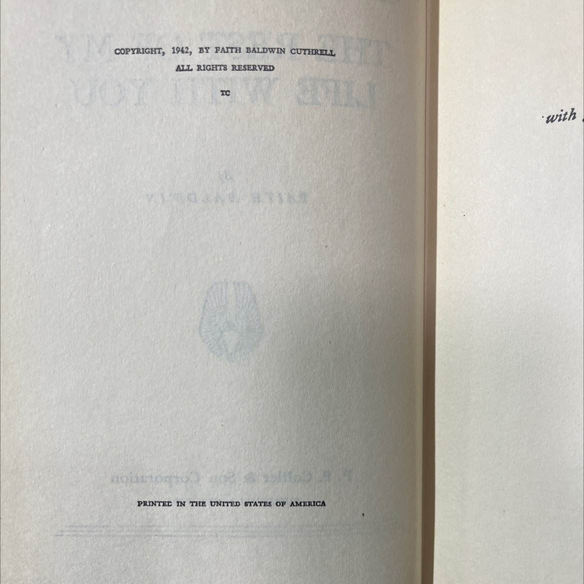the rest of my life with you book, by faith baldwin, 1942 Hardcover image 3