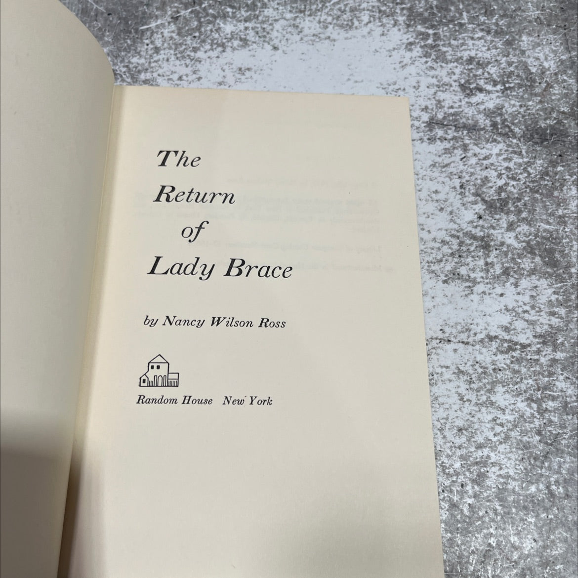 the return of lady brace book, by nancy wilson ross, 1957 Hardcover image 2
