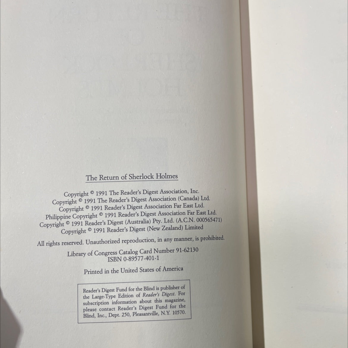 the return of sherlock holmes book, by sir arthur conan doyle, 1991 Hardcover image 3