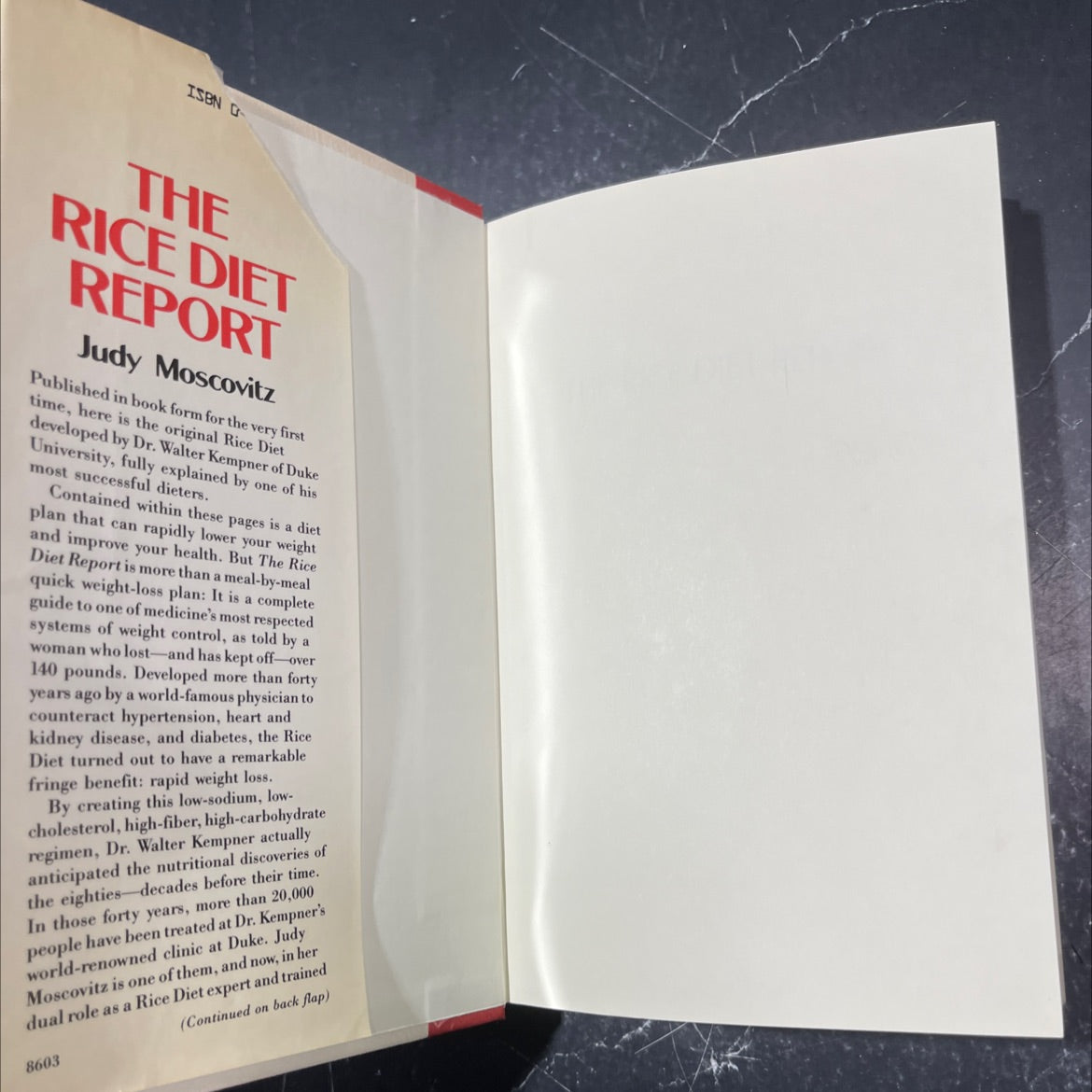 the rice diet report book, by Judy Moscovitz, 1986 Hardcover image 4