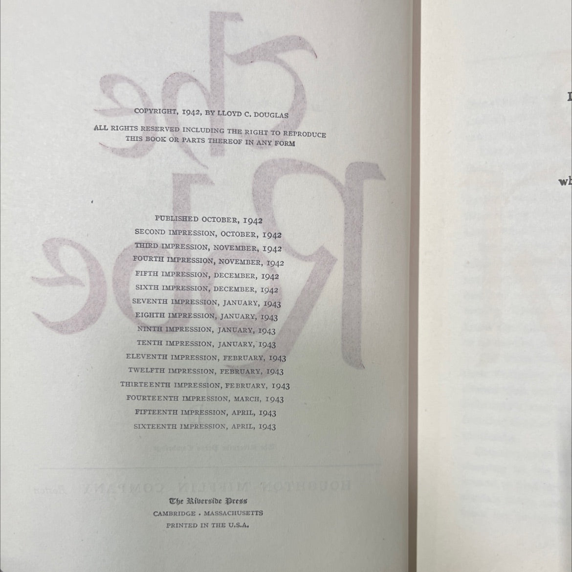 the robe book, by lloyd c. douglas, 1943 Hardcover image 3