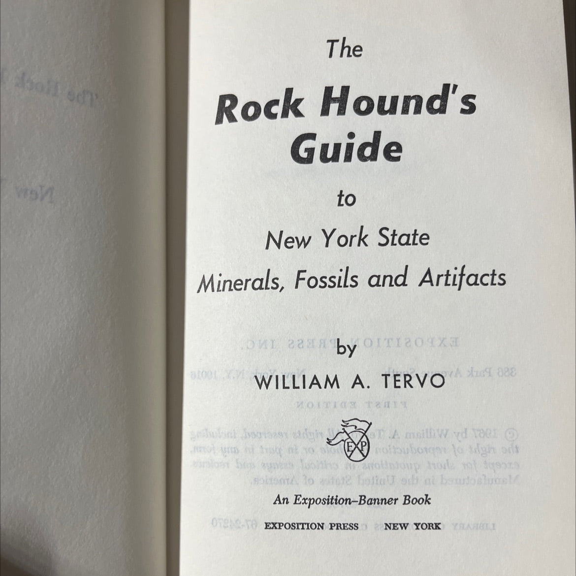 the rock hound's guide to new york state minerals, fossils and artifacts book, by william a. tervo, 1967 Hardcover image 2
