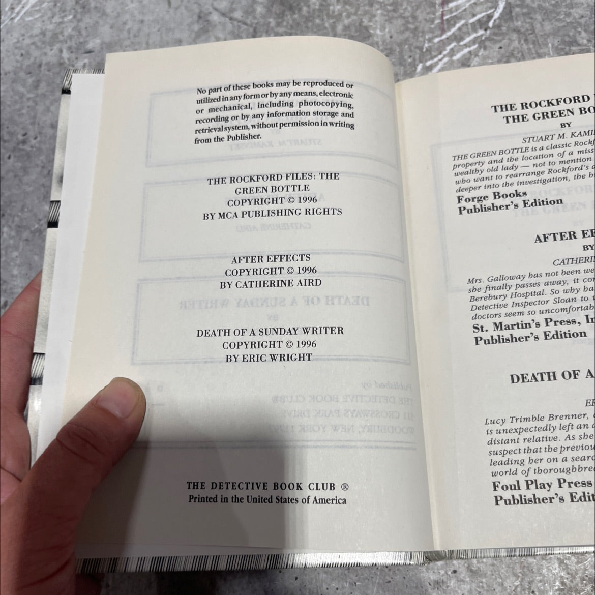 the rockford files: the green bottle book, by stuart m. kaminsky, 1996 Hardcover image 3