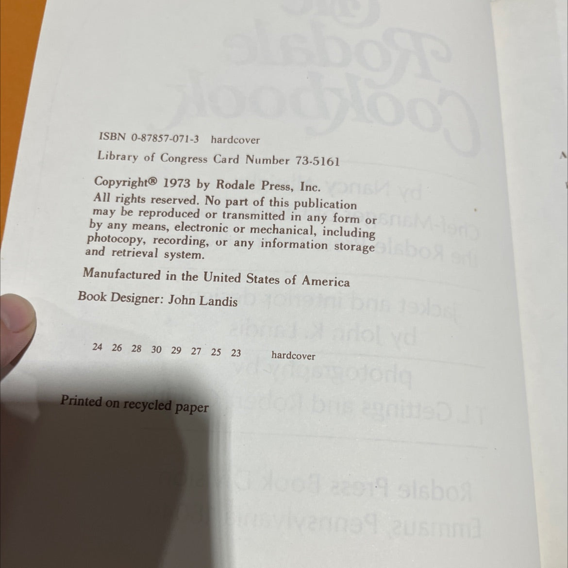 the rodale cookbook book, by nancy albright, 1973 Hardcover image 3