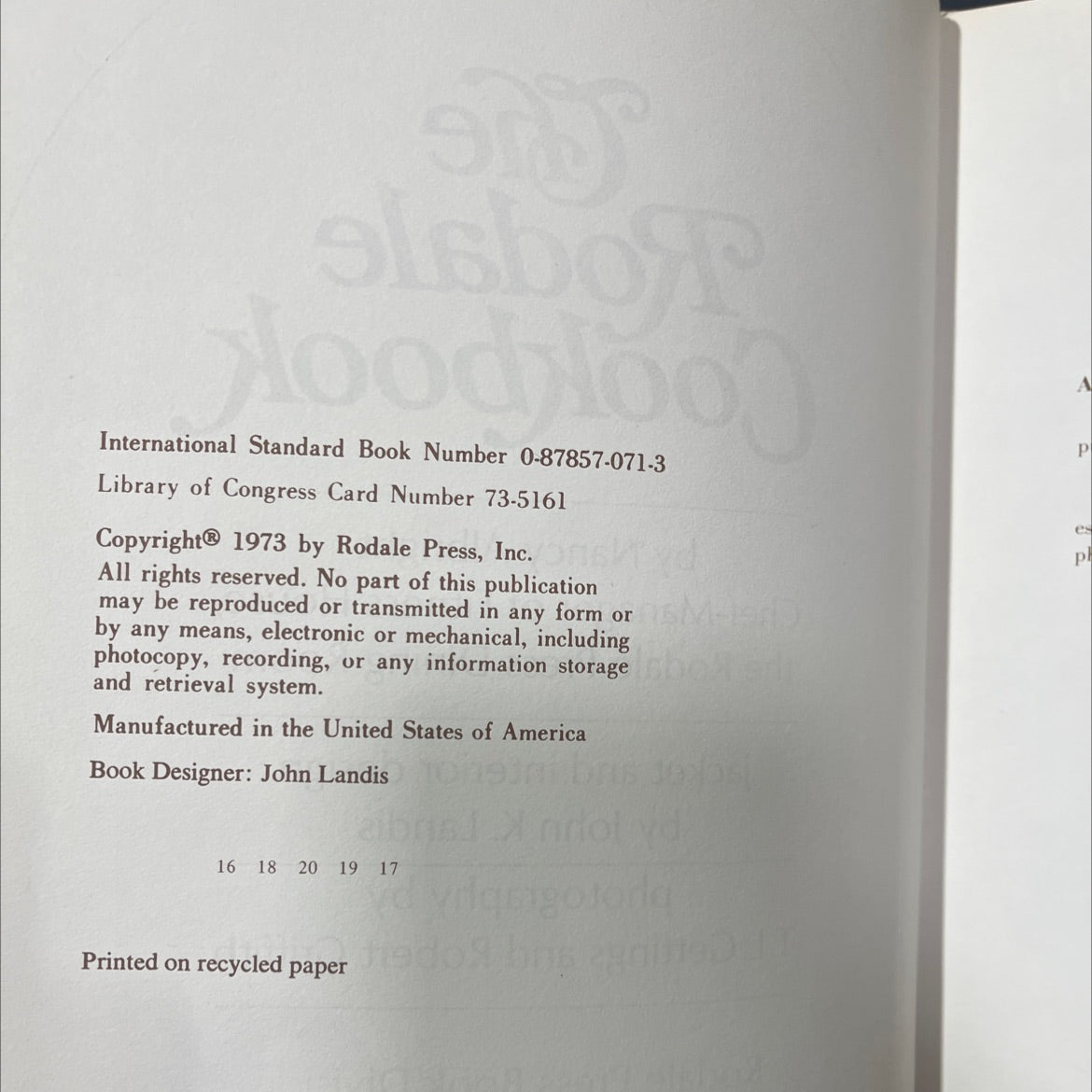 the rodale cookbook book, by Nancy Albright, 1973 Hardcover image 3