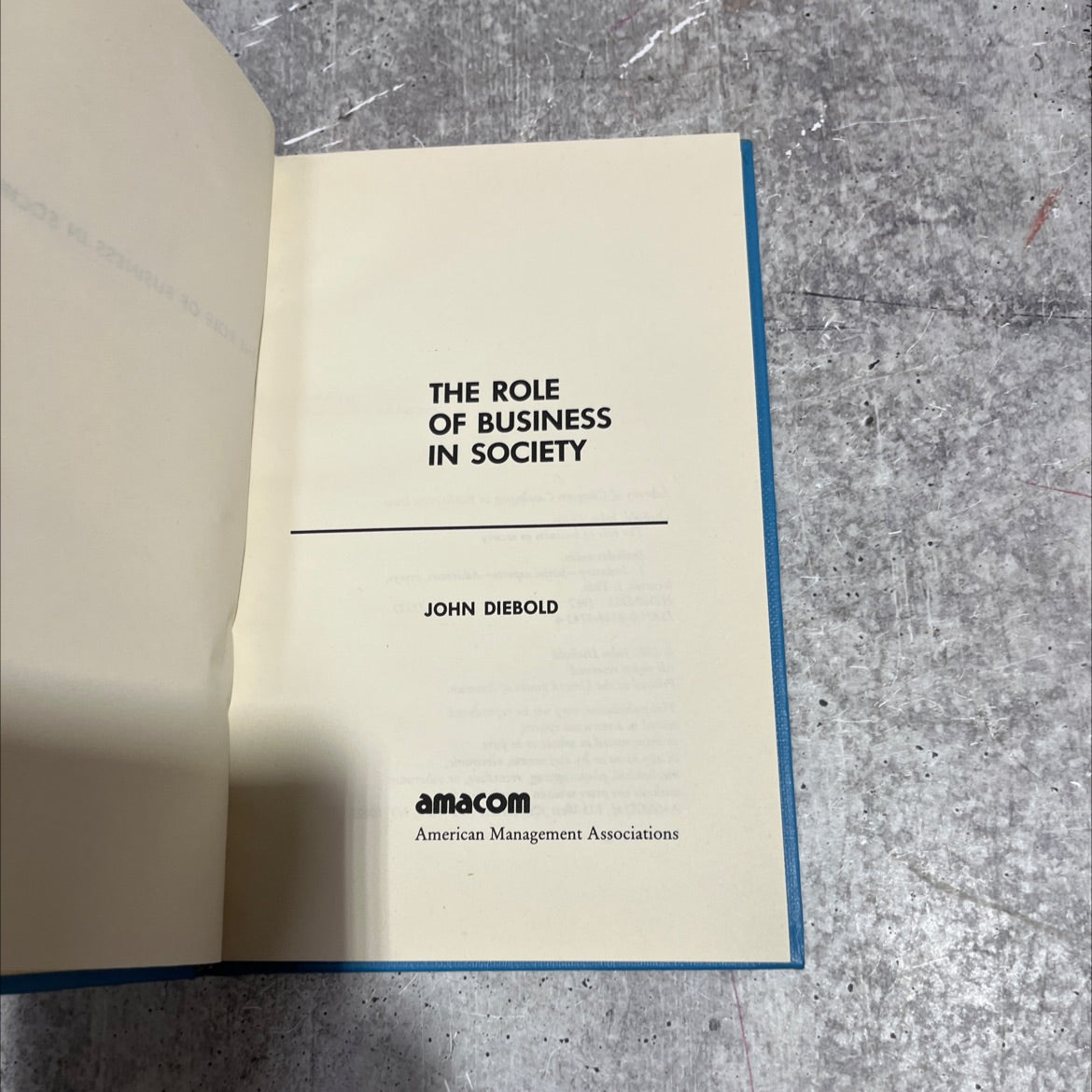 the role of business in society book, by John Diebold, 1982 Hardcover image 2
