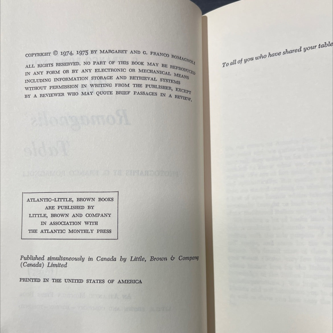 the romagnolis' table book, by margaret and g. franco romagnoli, 1975 Hardcover image 3