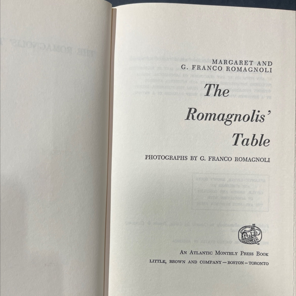 the romagnolis' table book, by margaret and g. franco romagnoli, 1975 Hardcover image 2