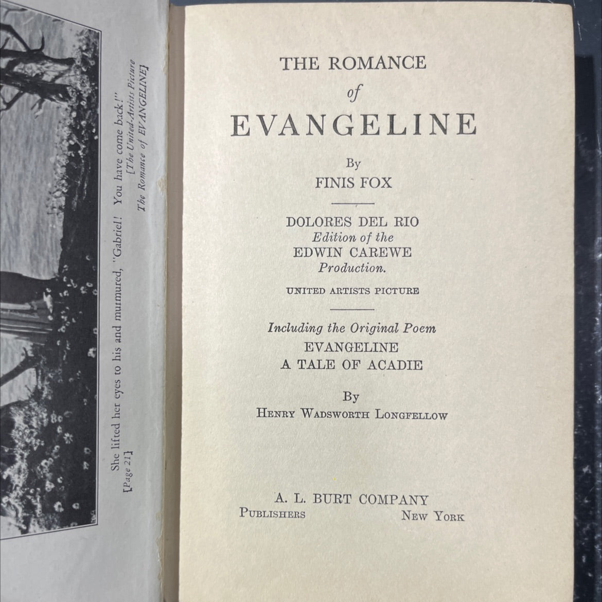 the romance of evangeline book, by finis fox, 1929 Hardcover image 2