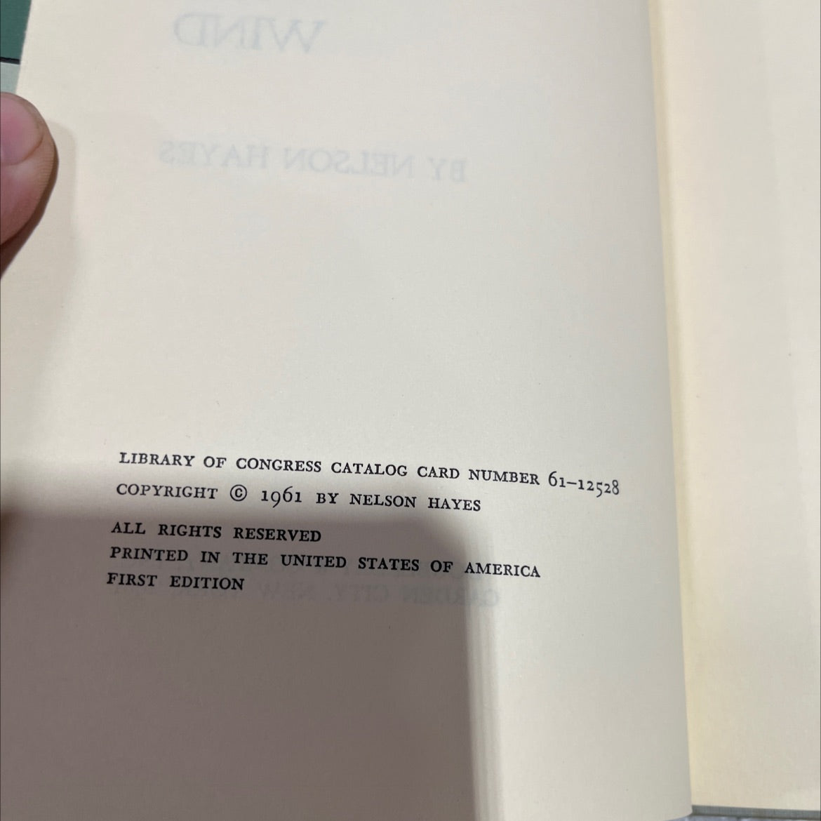 the roof of the wind book, by nelson hayes, 1961 Hardcover image 3