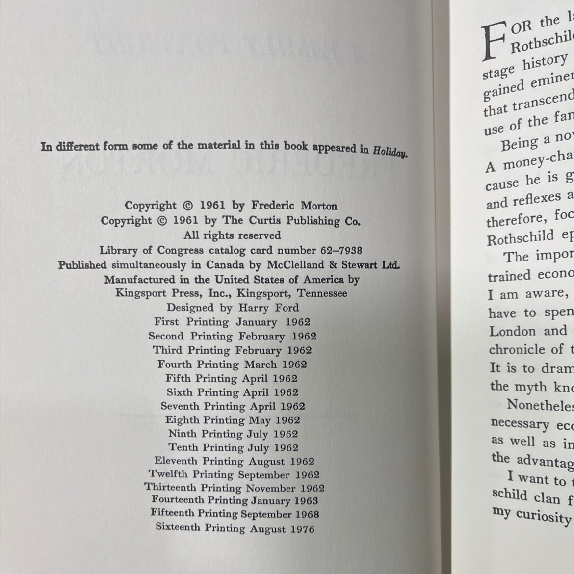 the rothschilds a family portrait book, by frederic morton, 1976 Hardcover image 3