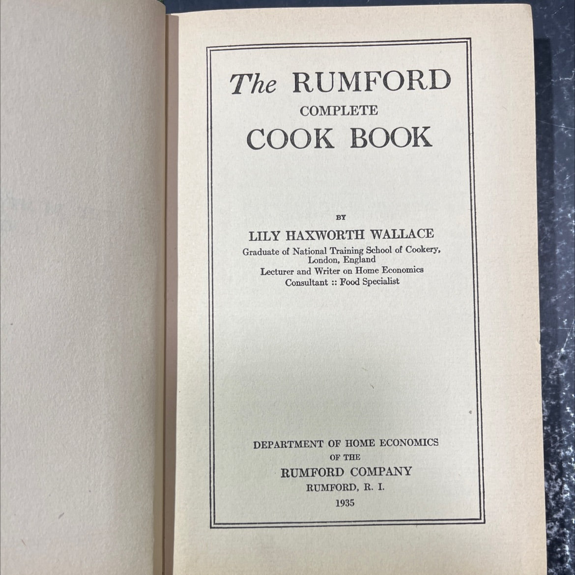 the rumford complete cook book book, by lily haxworth wallace, 1935 Hardcover image 2