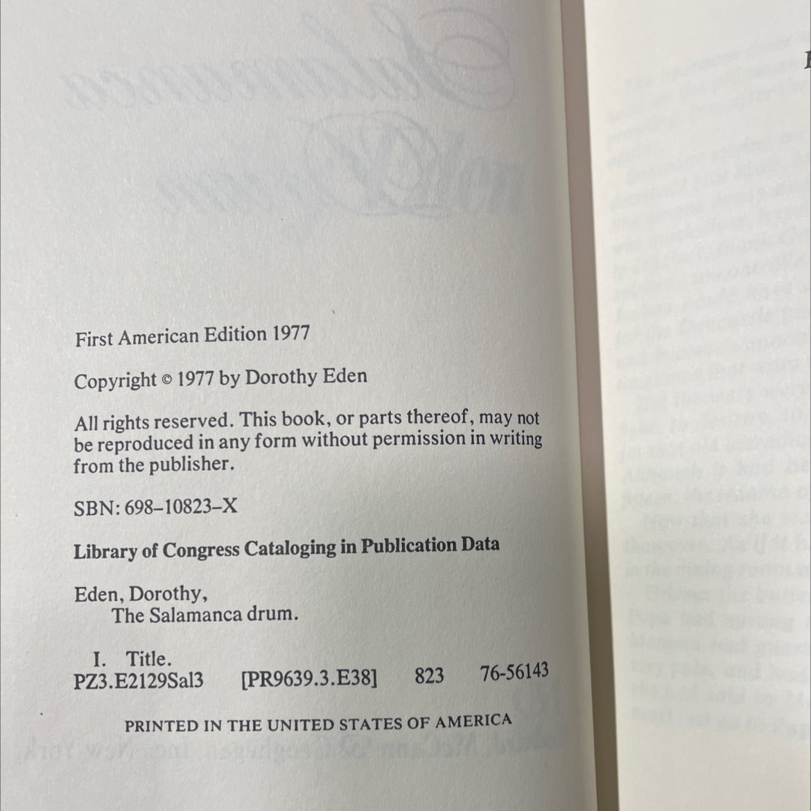 the salamanca drum book, by dorothy eden, 1977 Hardcover image 3