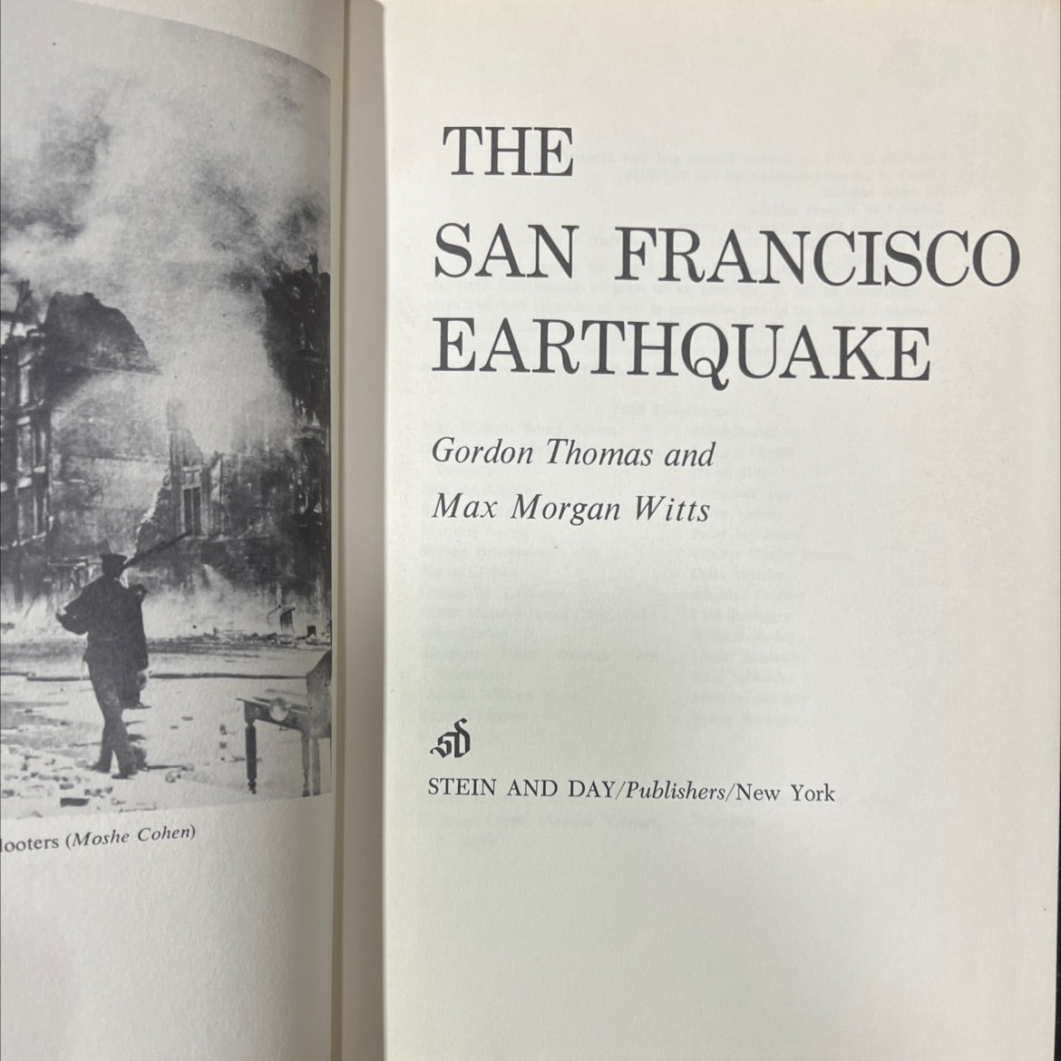 the san francisco earthquake book, by gordon thomas and max morgan witts, 1971 Hardcover image 2