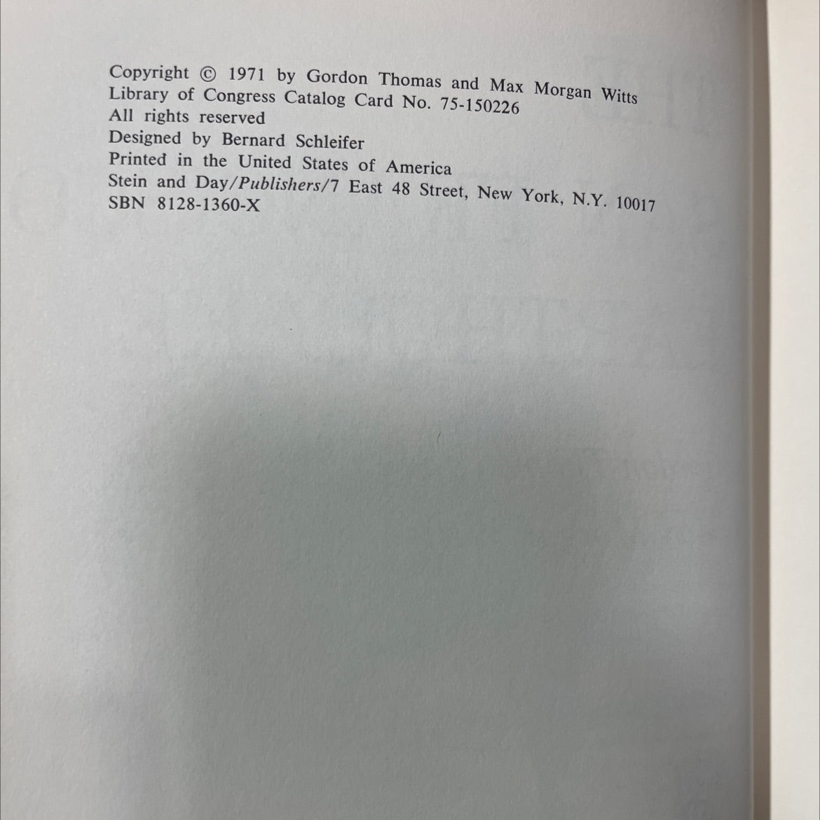 the san francisco earthquake book, by gordon thomas and max morgan witts, 1971 Hardcover image 3