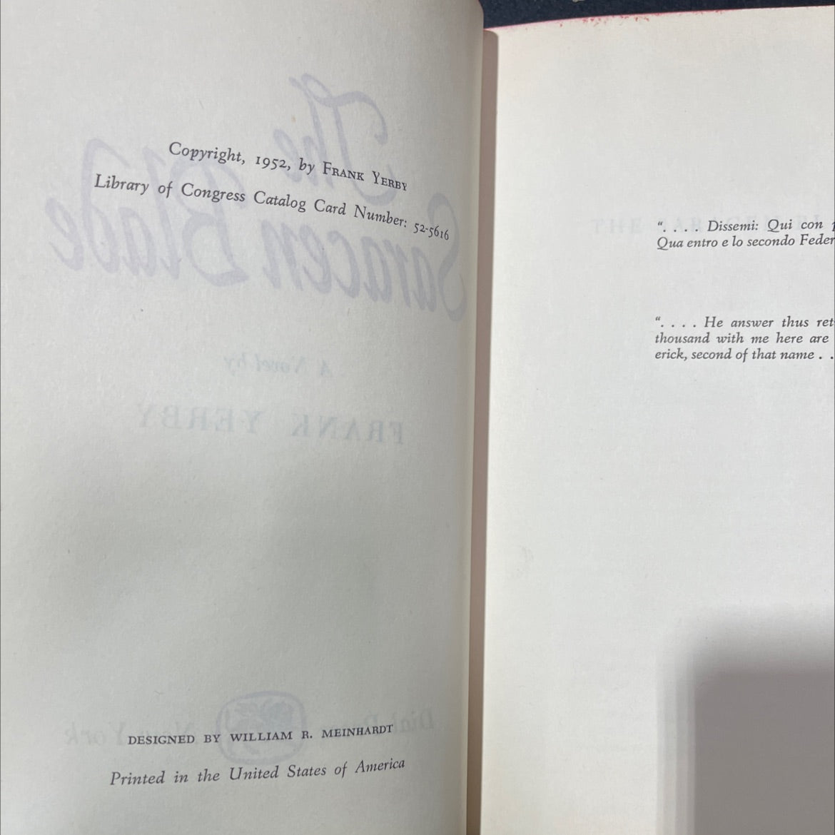 the saracen blade book, by frank yerby, 1952 Hardcover image 3