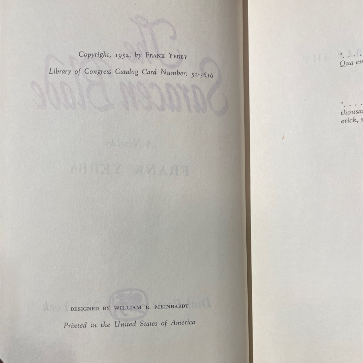 the saracen blade book, by frank yerby, 1952 Hardcover image 3