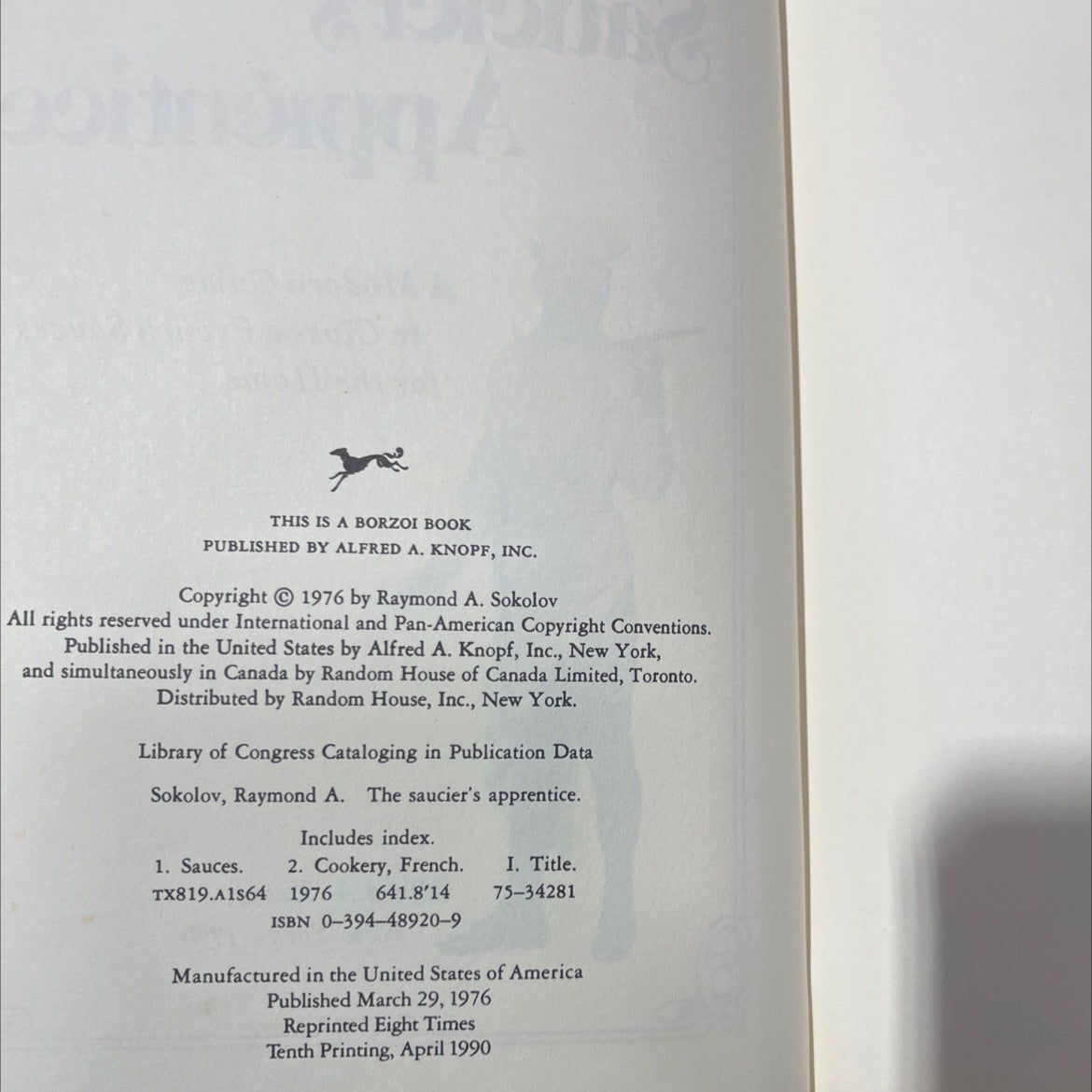the saucier's apprentice book, by Raymond A. Sokolov, 1990 Hardcover image 3
