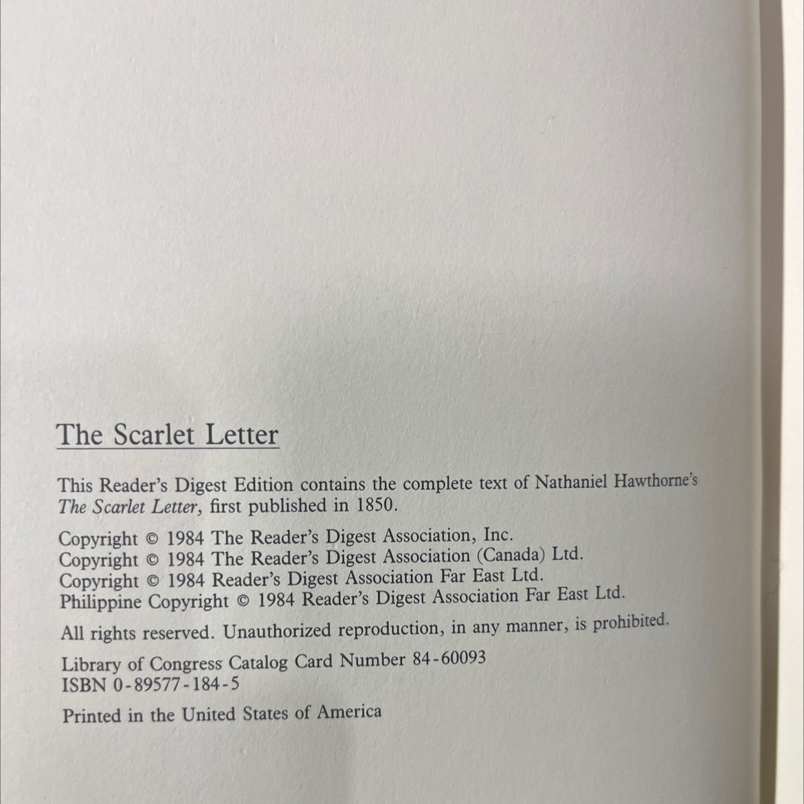 the scarlet letter book, by nathaniel hawthorne, 1984 Hardcover image 3