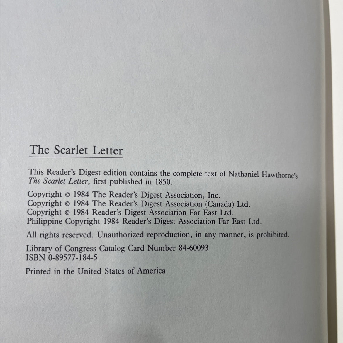 the scarlet letter book, by nathaniel hawthorne, 1984 Hardcover image 3