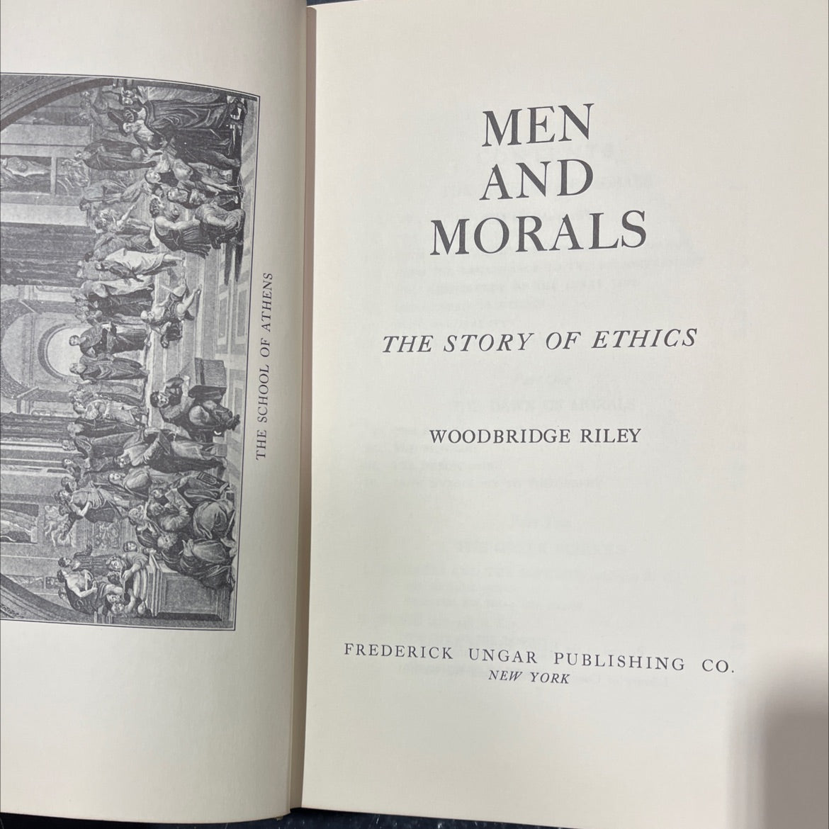the school of athens men and morals the story of ethics book, by woodbridge riley, 1960 Hardcover image 2