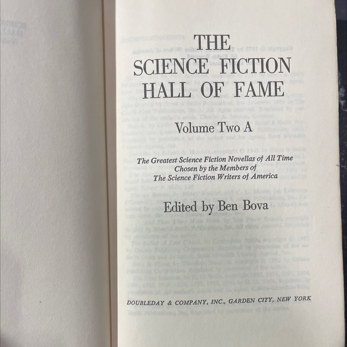 the science fiction hall of fame volume two a book, by ben bova, 1973 Hardcover image 2