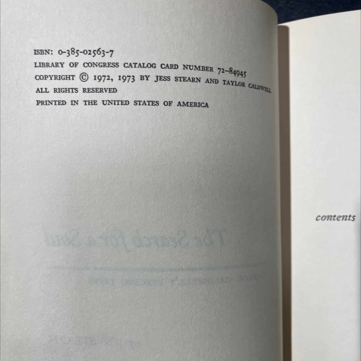 the search for a soul taylor caldwell's psychic lives book, by jess stearn, 1973 Hardcover image 3