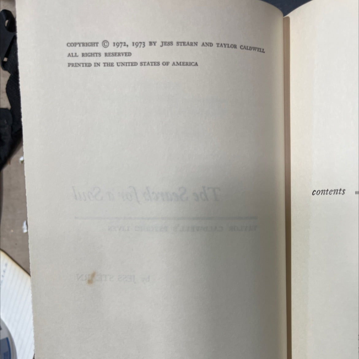 the search for a soul taylor caldwell's psychic lives book, by jess stearn, 1973 Hardcover image 3
