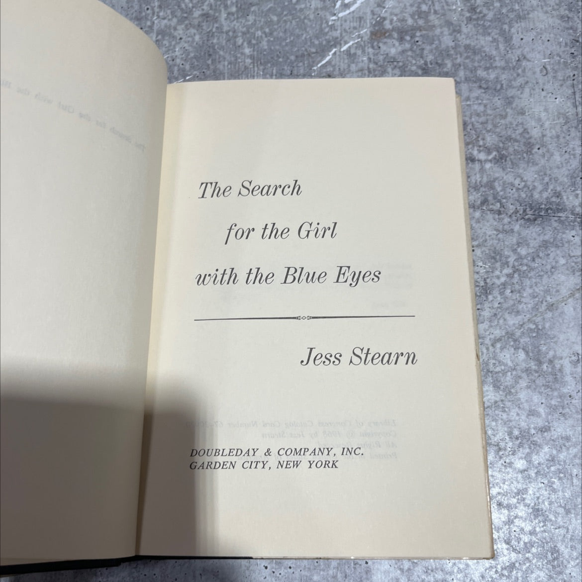 the search for the girl with the blue eyes book, by Jess Stearn, 1968 Hardcover image 2