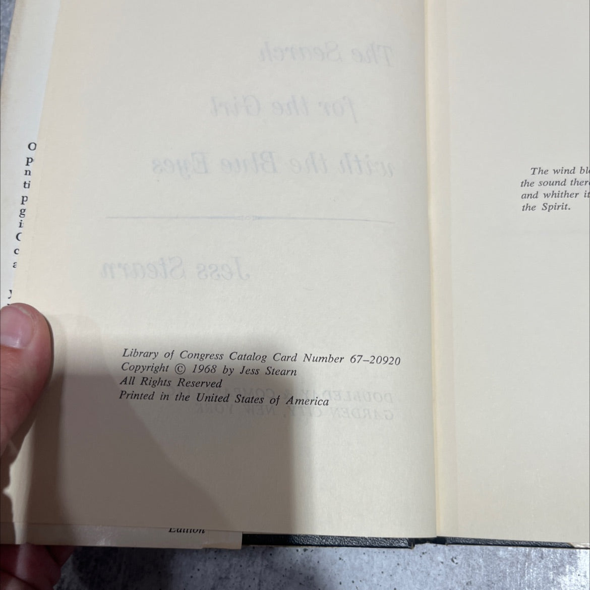 the search for the girl with the blue eyes book, by Jess Stearn, 1968 Hardcover image 3