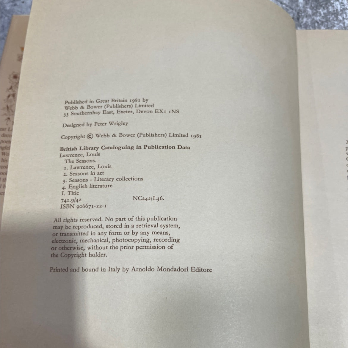 the seasons book, by louis lawrence, 1981 Hardcover image 3