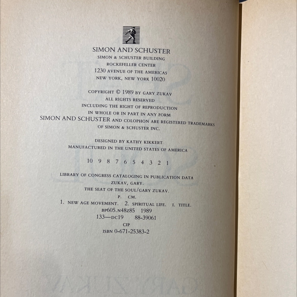 the seat of the soul book, by gary zukav, 1989 Hardcover image 3