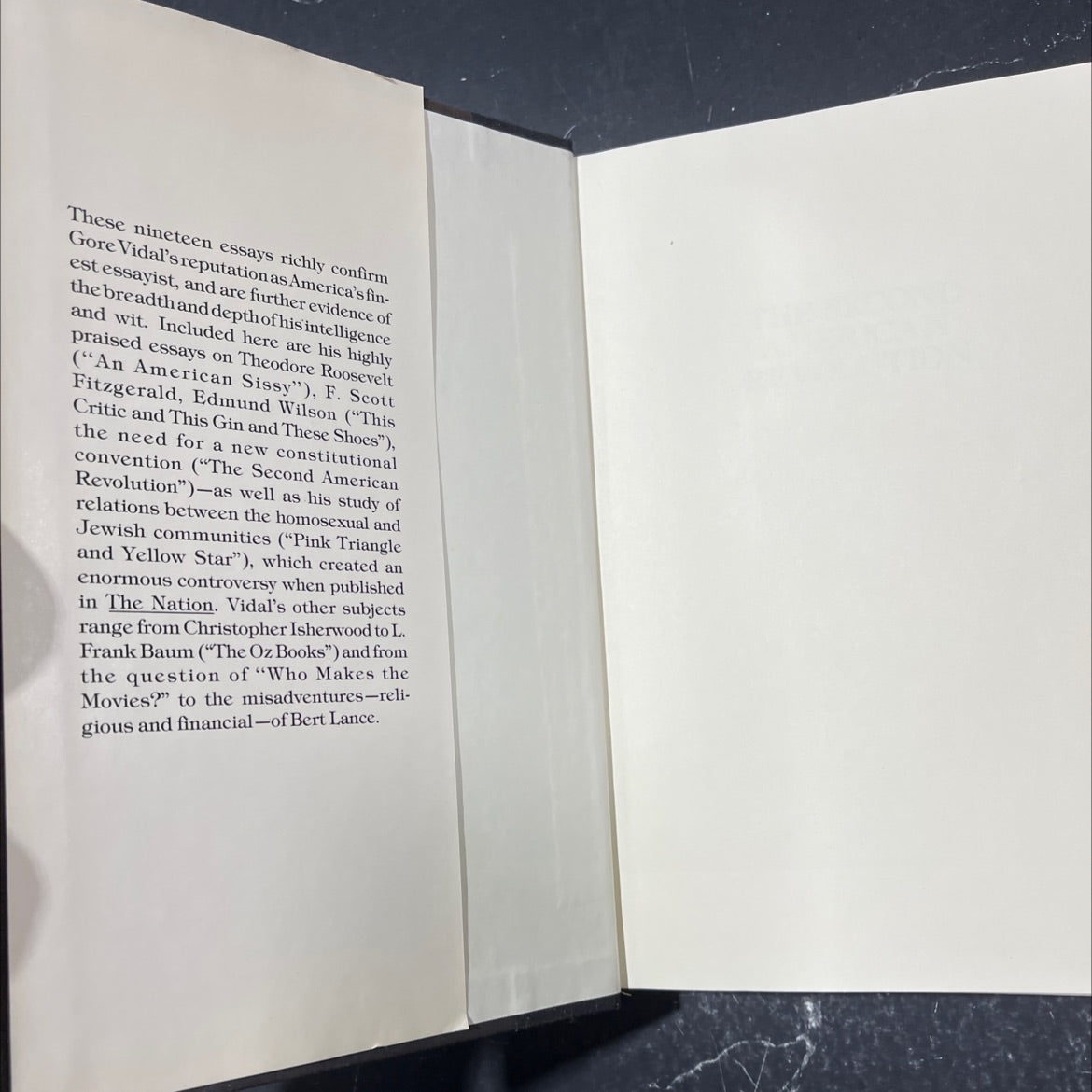 the second american revolution and other essays book, by gore vidal, 1982 Hardcover image 4