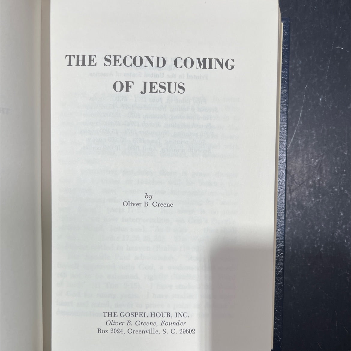 the second coming of jesus book, by oliver b. greene, 1975 Hardcover image 2