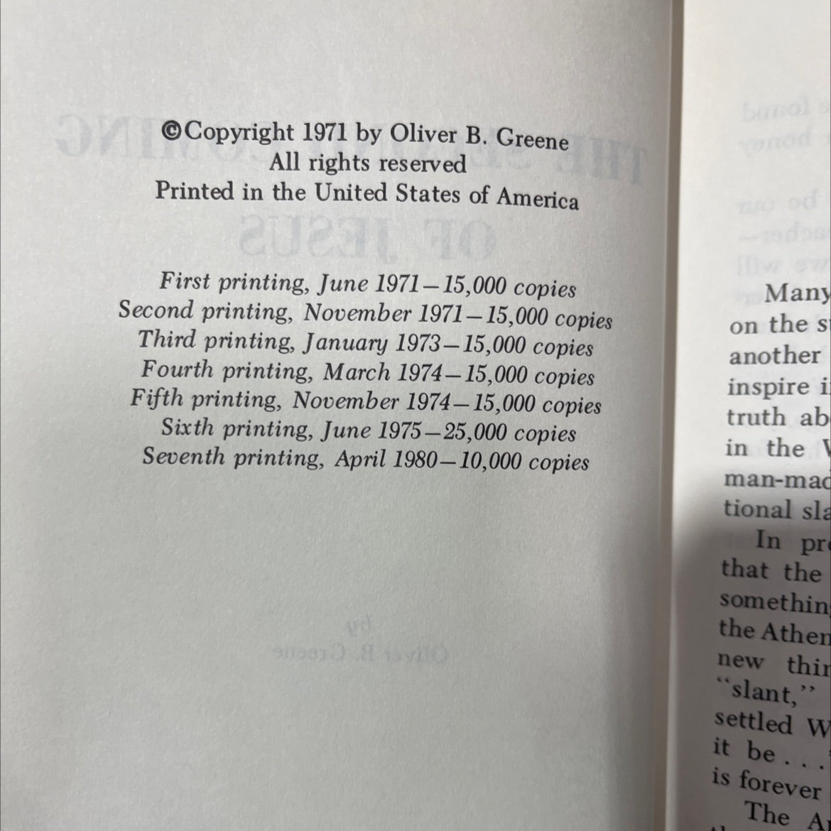 the second coming of jesus book, by oliver b. greene, 1975 Hardcover image 3