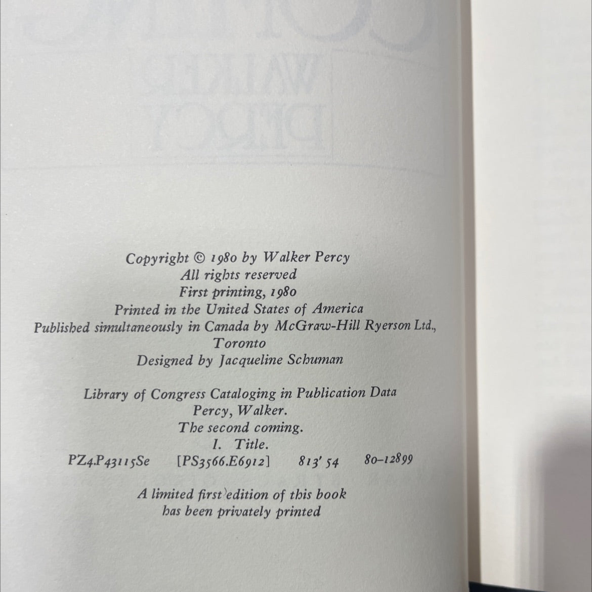 the second coming book, by walker percy, 1980 Hardcover image 3