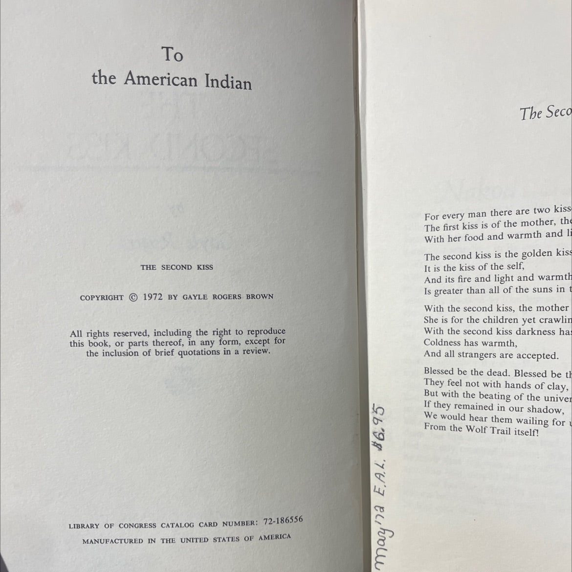 the second kiss book, by gayle rogers brown, 1972 Hardcover image 3