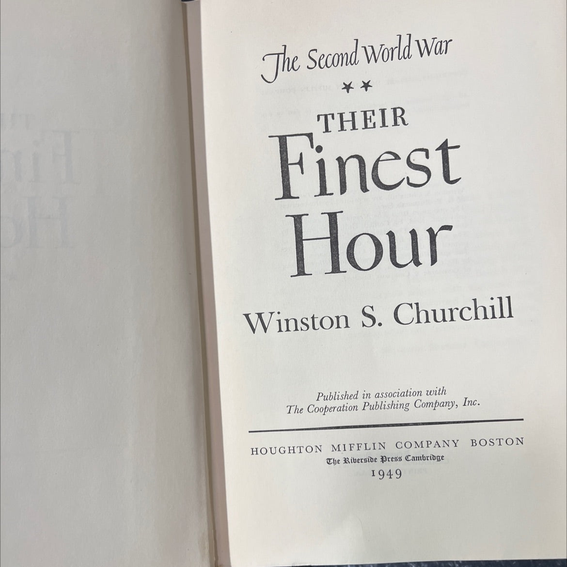 the second world war their finest hour book, by winston s. churchill, 1949 Hardcover image 2