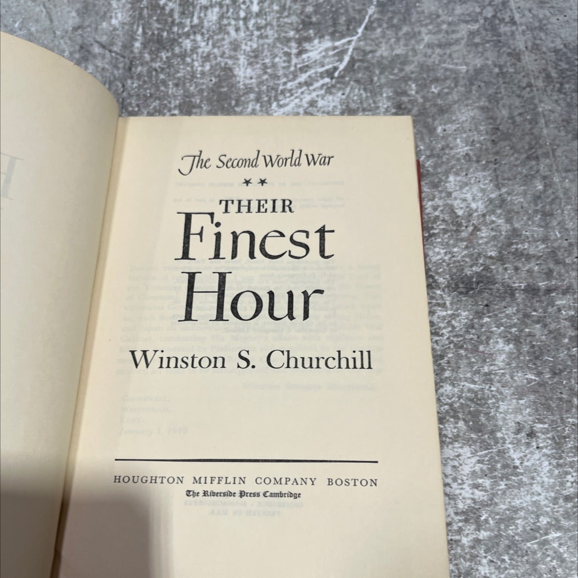 the second world war their finest hour book, by winston s. churchill, 1949 Hardcover image 2