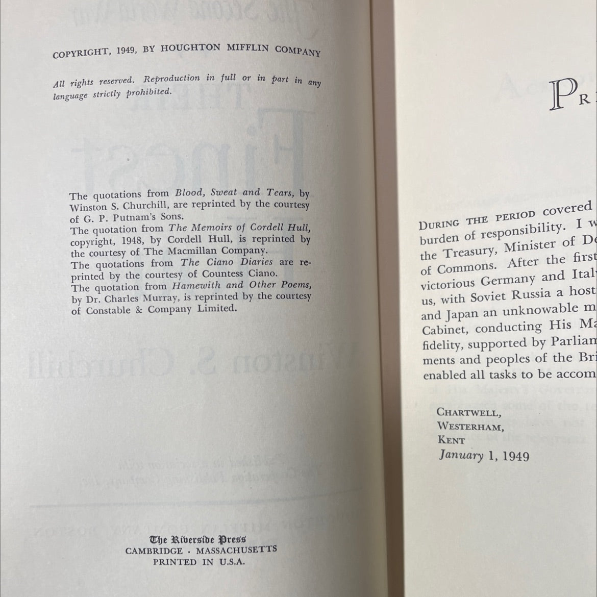 the second world war their finest hour book, by winston s. churchill, 1949 Hardcover image 3